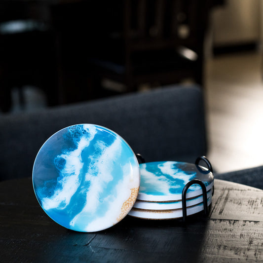 Ocean Ceramic Resin Coasters (Set of 4)