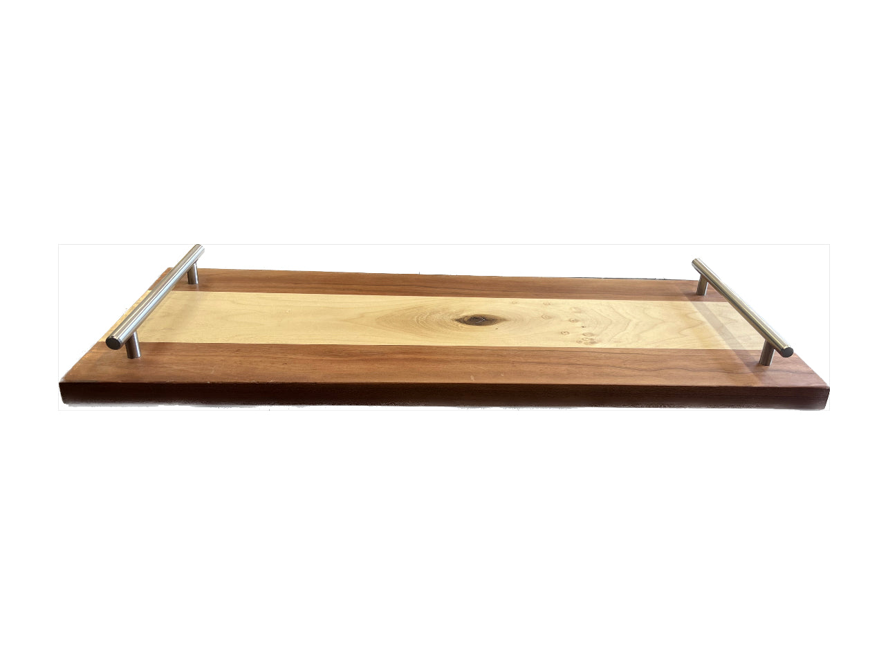 Two Tone Charcuterie Board With Silver Handles