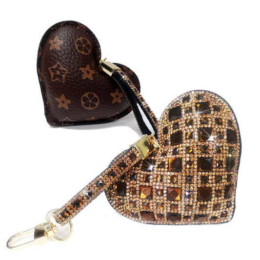 Chocolate Diamond Crystal Heart Purse Charm