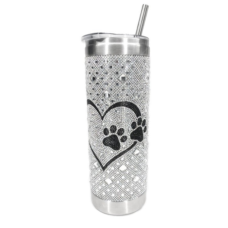 Diamonds In The Ruff Silver With Black Paws Tumbler