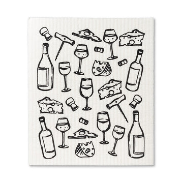 Wine and Cheese Dish Cloth (Pack of Two)