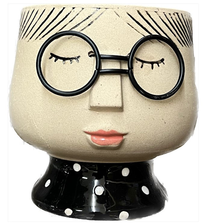 Small Face With Glasses Vase