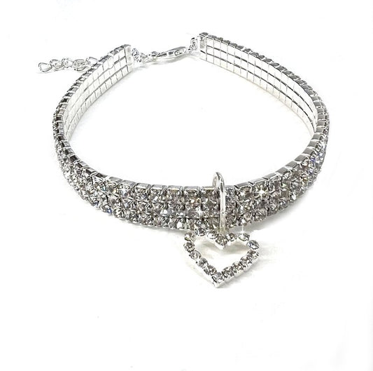 Diamonds In The Ruff Heart Dog Necklace