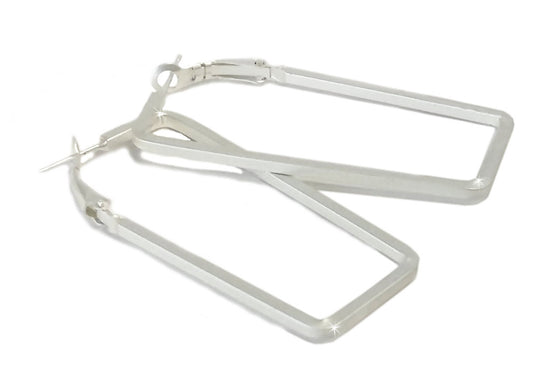 Matte Silver Rectangle Earrings