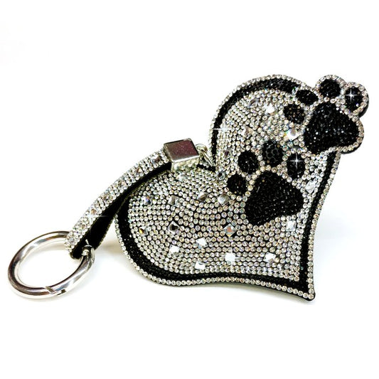 Diamond In The Ruff Silver With Black Paws Purse Charm