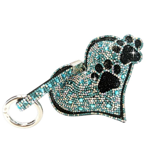 Diamonds In The Ruff Turquoise With Black Paws Purse Charm