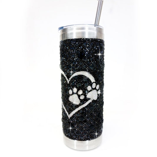 Diamond In The Ruff Black with Silver Paw Tumbler