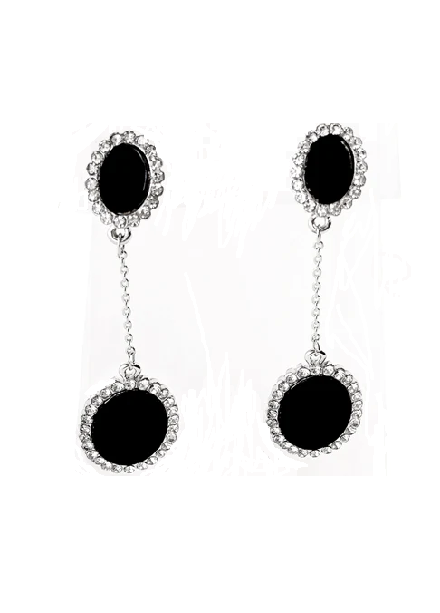 Double Oval Crystals Earrings